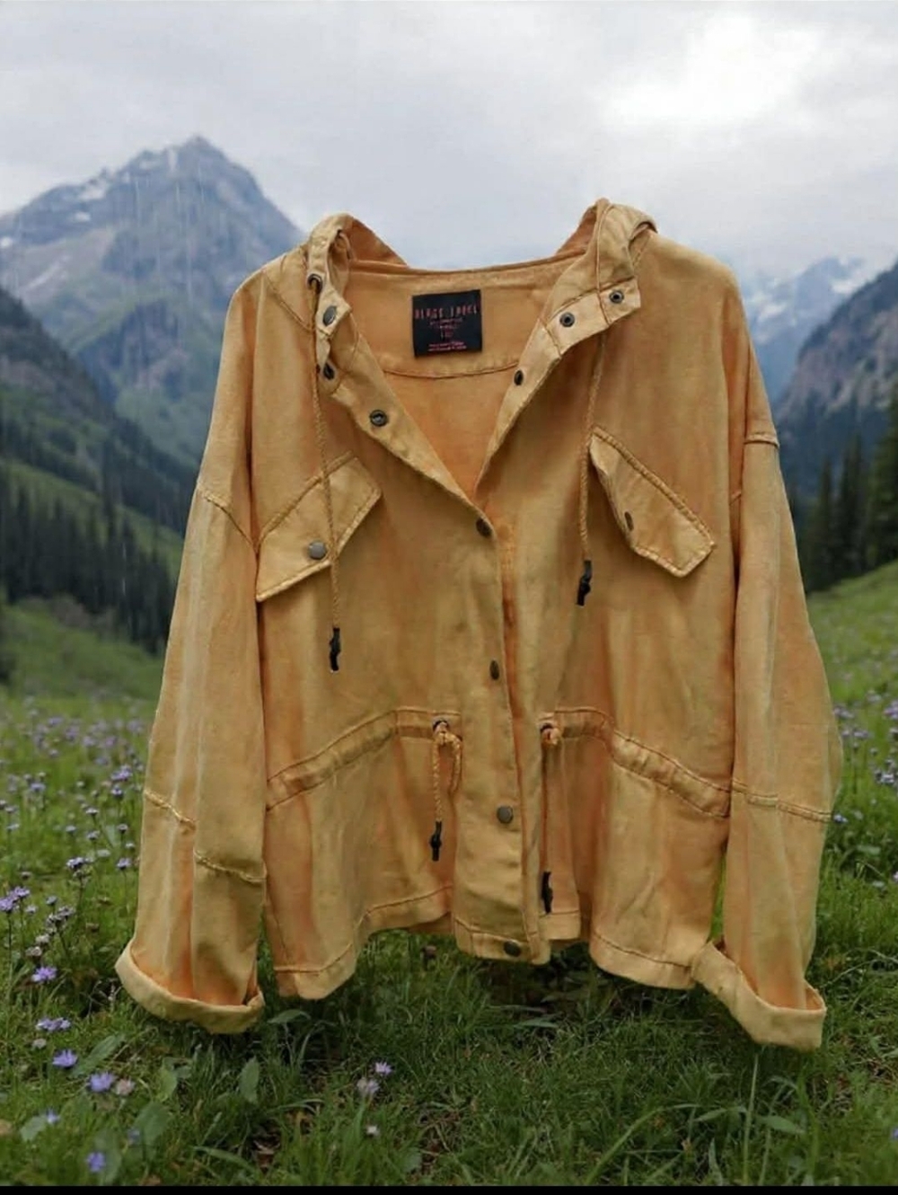 Plus Size Rich Mustard Yellow Hooded Denim Crop Jacket
